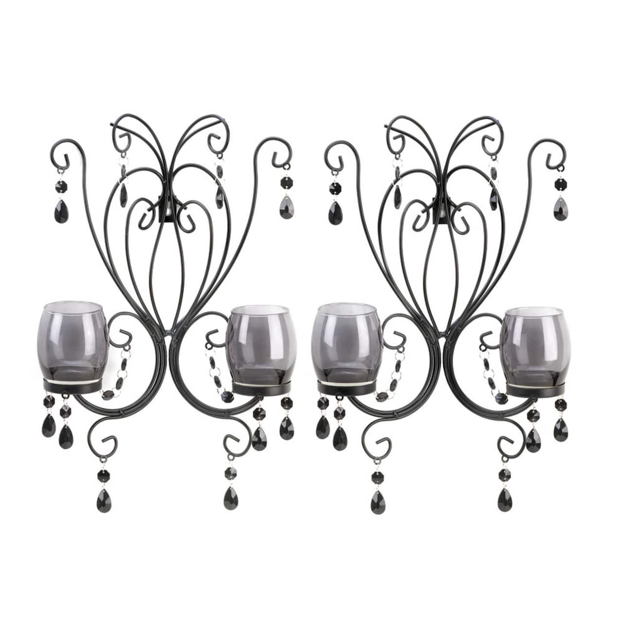15&#x22; Midnight Elegance Candle Wall Sconces, 2ct.
